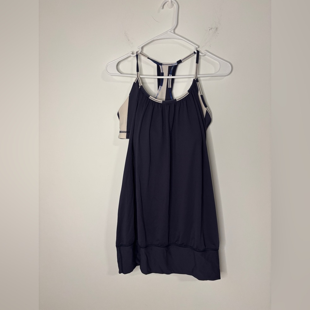 Lululemon Tank Top Sz  10 Navy Blue No Limits Racerback Athletic Loose Fit Gym